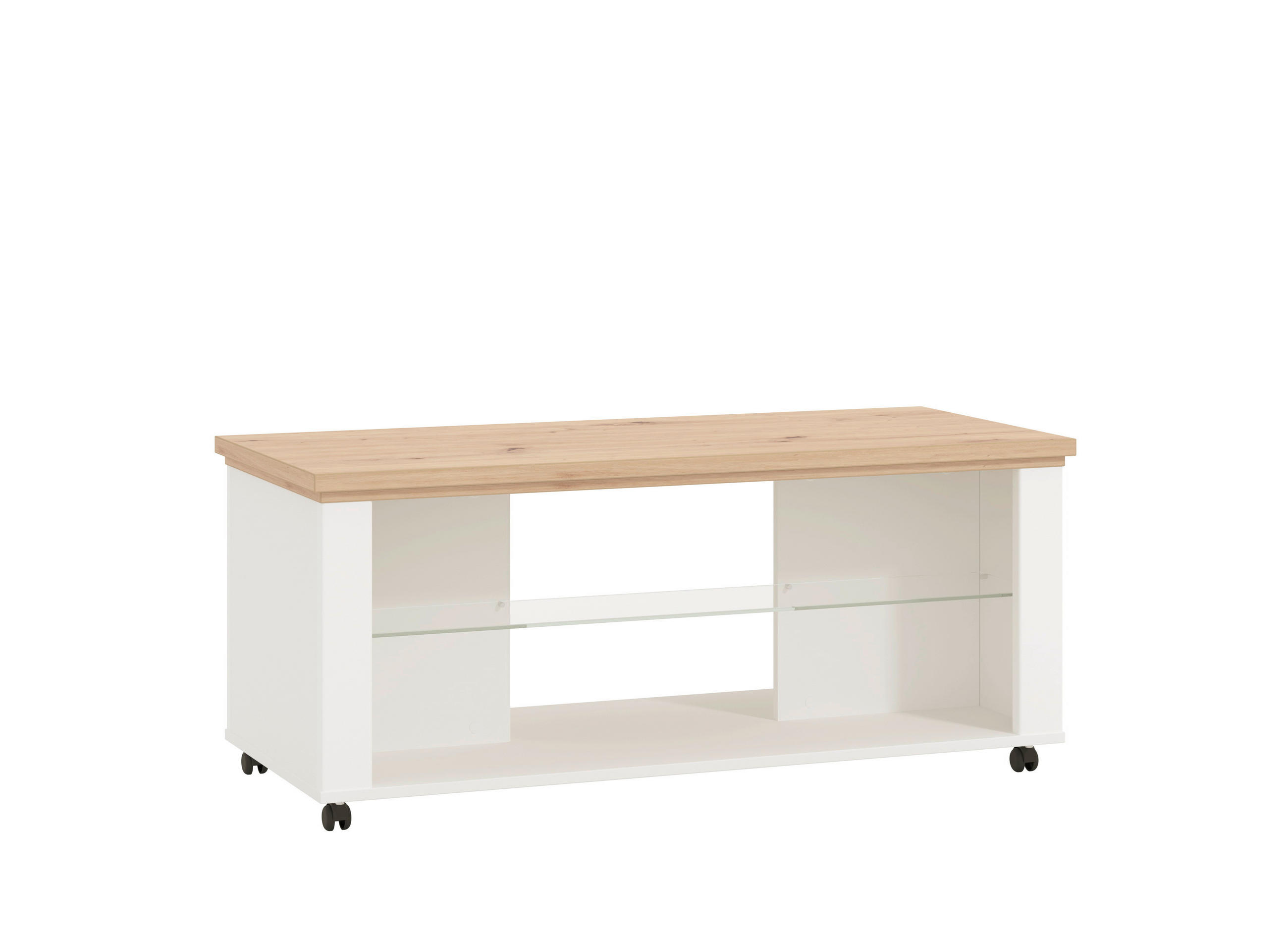 Landscape KONFERENČNÝ STOLÍK, biela, dub artisan, sklo, kompozitné drevo, 115/49/51 cm.