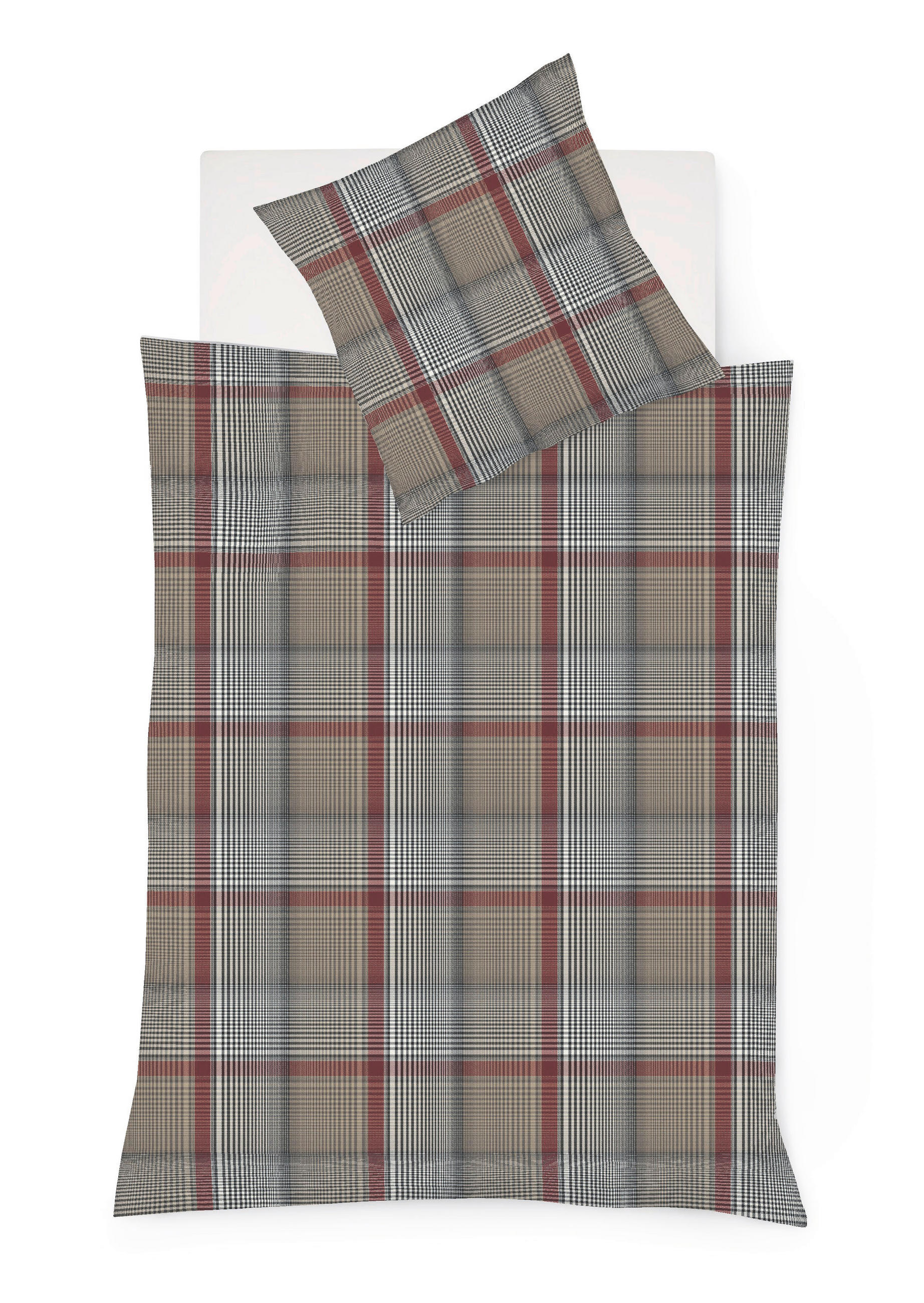 BETTWÄSCHE Lech Flanell 155/220 cm  - Beige/Rot, KONVENTIONELL, Textil (155/220cm) - Fleuresse