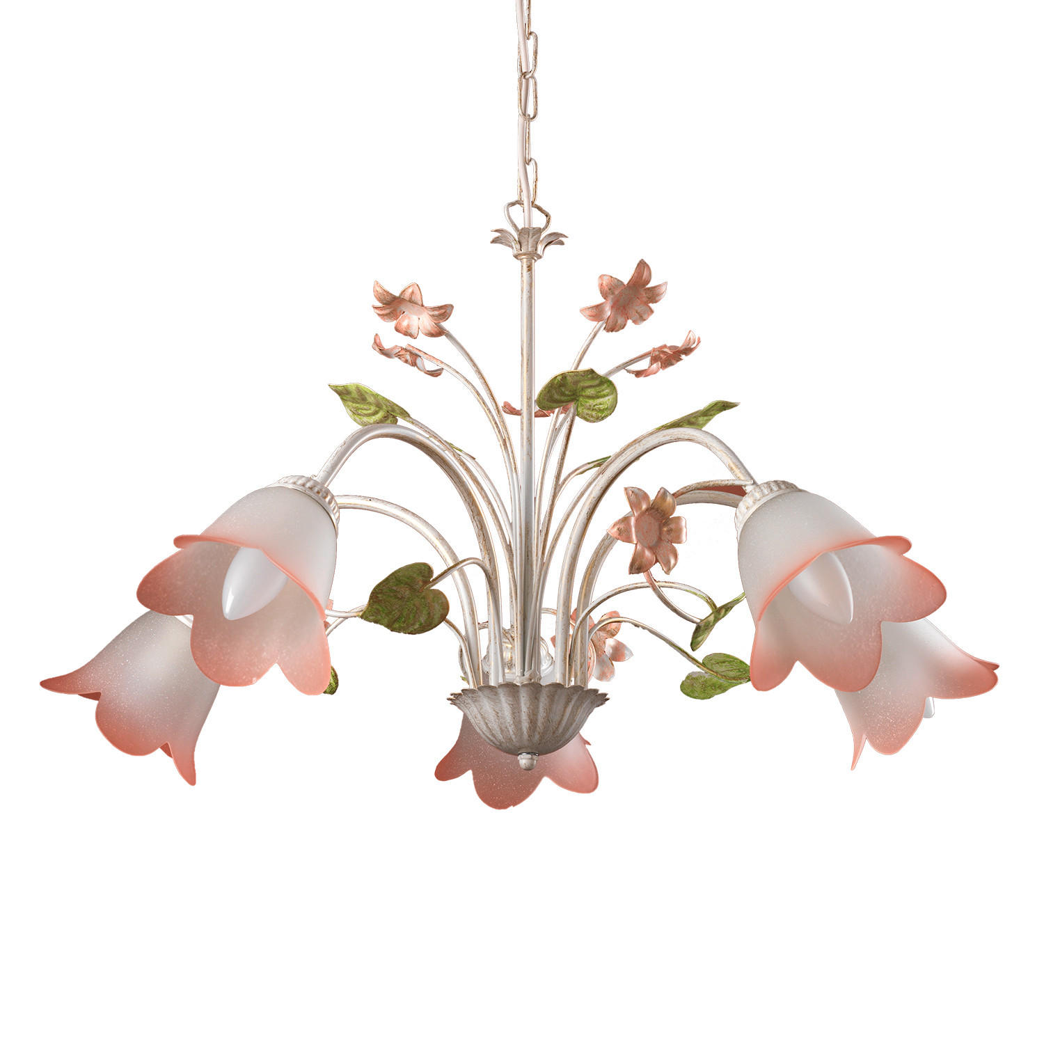 LUSTR, 65/100 cm  - bílá/pink, Natur, kov/sklo (65/100cm)