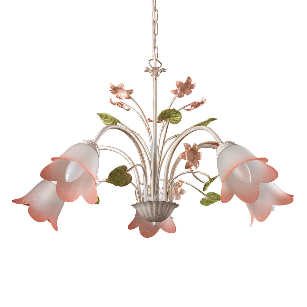 LUSTR, 65/100 cm  - bílá/pink, Natur, kov/sklo (65/100cm)