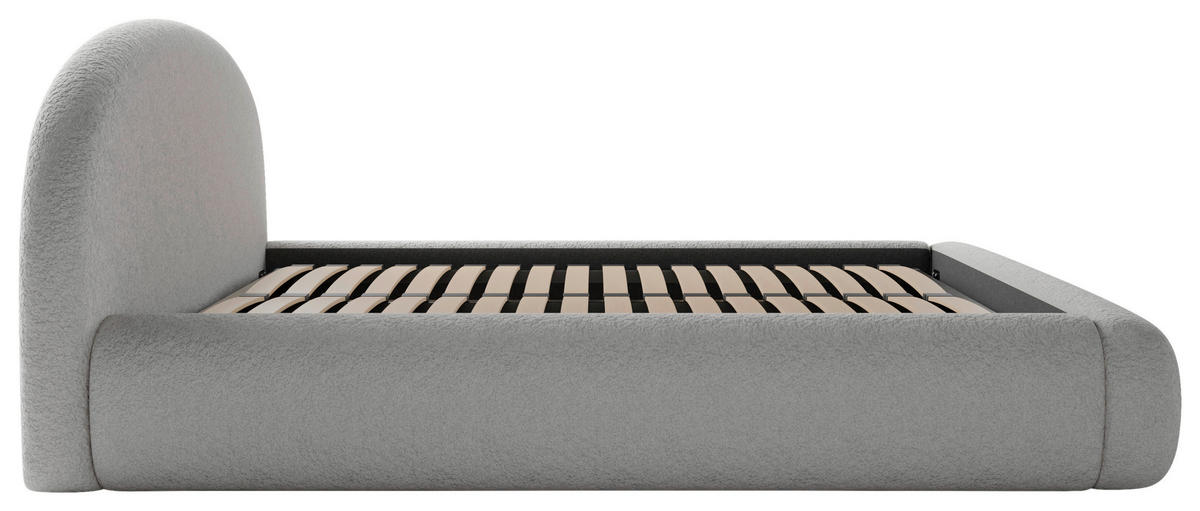 POLSTERBETT 140/200 cm,  in Hellgrau, gepolstertes Kopfteil, Lattenrost, Bettkasten,  - Hellgrau/Schwarz, Design, Holz/Textil (140/200cm) - Chameo