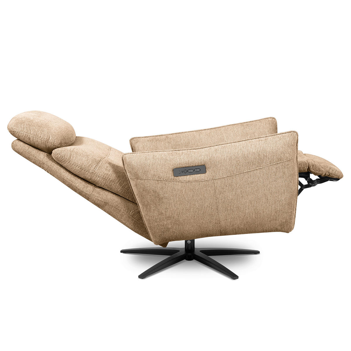 RELAXSESSEL in Textil Sandfarben  - Sandfarben/Schwarz, Design, Textil/Metall (77/107/88cm) - Livetastic