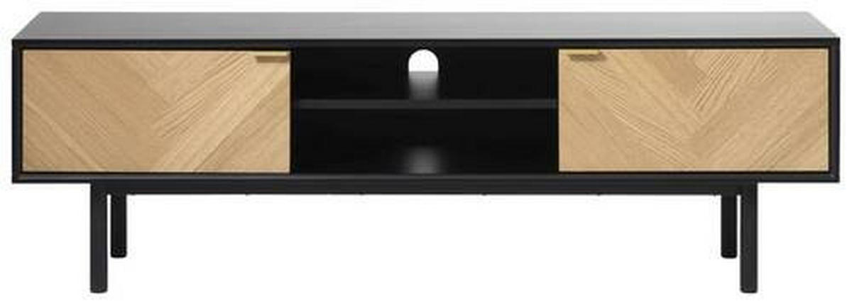 LOWBOARD Schwarz, Eichefarben  160/50/43 cm  - Eichefarben/Goldfarben, Design, Holzwerkstoff/Metall (160/50/43cm) - Novel