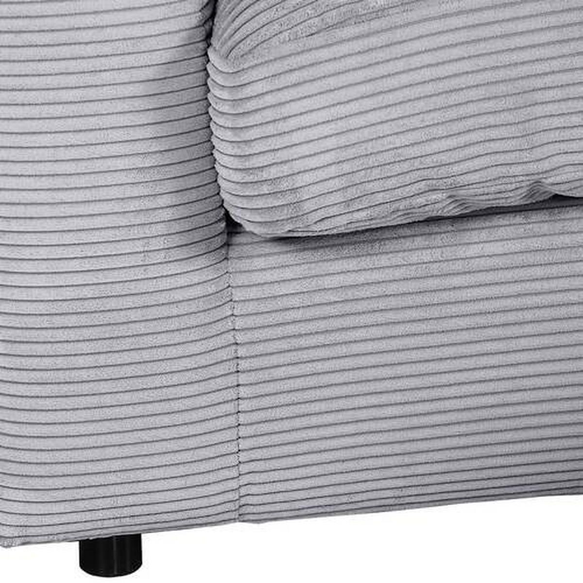 ECKSOFA in Cord Hellgrau  - Hellgrau/Schwarz, Design, Kunststoff/Textil (235/175cm) - home24