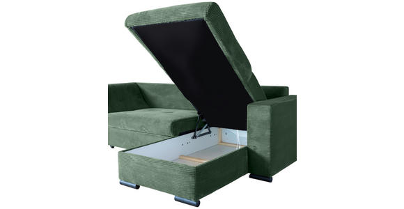 ECKSOFA  in Cord Dunkelgrün  - Dunkelgrün/Schwarz, KONVENTIONELL, Textil/Metall (258/168cm) - Carryhome
