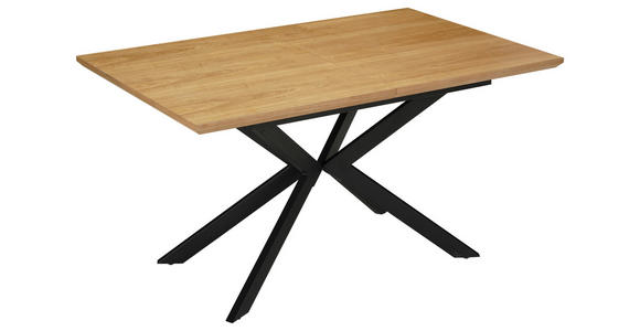 ESSTISCH in Metall, Holzwerkstoff, Holz 140-180/90/76 cm  - Eichefarben/Schwarz, MODERN, Holz/Holzwerkstoff (140-180/90/76cm) - Carryhome