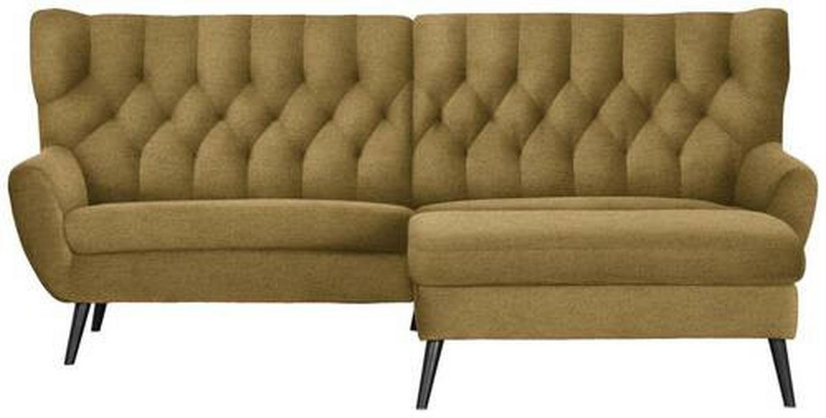 ECKSOFA in Flachgewebe Gelb  - Gelb/Schwarz, Design, Holz/Textil (237/165cm) - Stylife