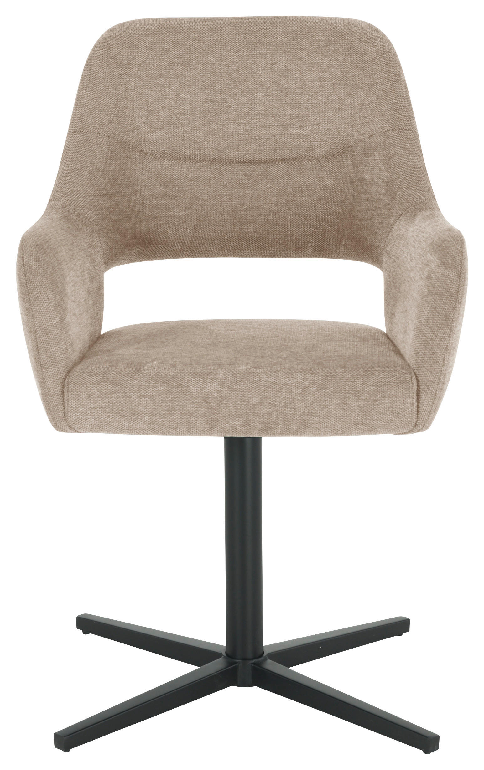 ARMLEHNSTUHL  in Eisen Leinenoptik  - Taupe/Schwarz, MODERN, Holz/Textil (56/86/63cm) - MID.YOU