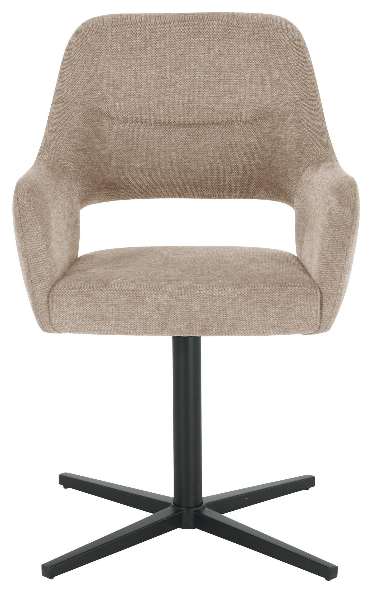 ARMLEHNSTUHL  in Eisen Leinenoptik  - Taupe/Schwarz, MODERN, Holz/Textil (56/86/63cm) - MID.YOU