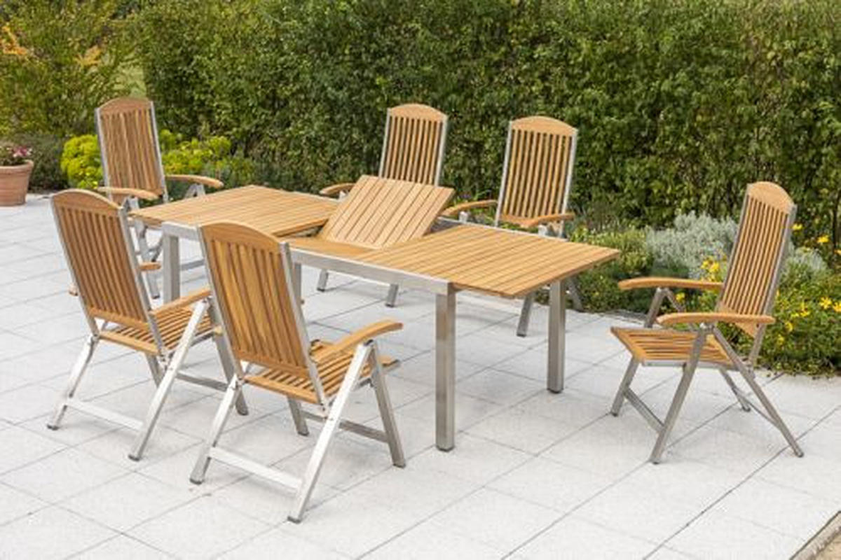GARTENTISCHGRUPPE  - Silberfarben/Braun, ROMANTIK / LANDHAUS, Holz/Textil - Gardenson