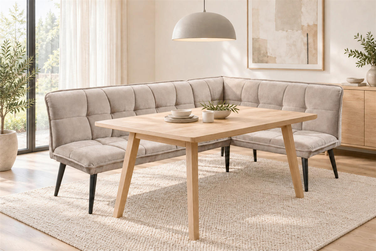 KLUPA KUTNA  bež  drvo, tekstil, drvni materijal      - bež/crna, Moderno, drvni materijal/drvo (240/161cm) - Livetastic