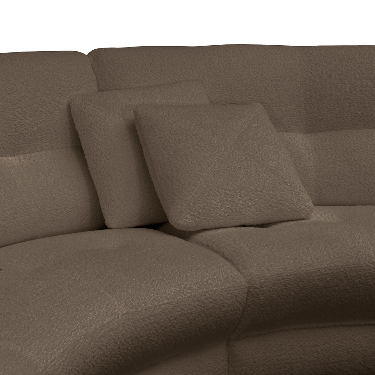 ECKSOFA in Bouclé Braun  - Weiss/Schwarz, Design, Kunststoff/Textil (300/113cm) - Livetastic