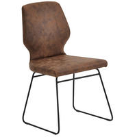 STUHL  Lederauswahl, Stoffauswahl Lederlook  Braun, Schwarz  - Schwarz/Braun, MODERN, Textil/Metall (57/91/57cm) - Venda