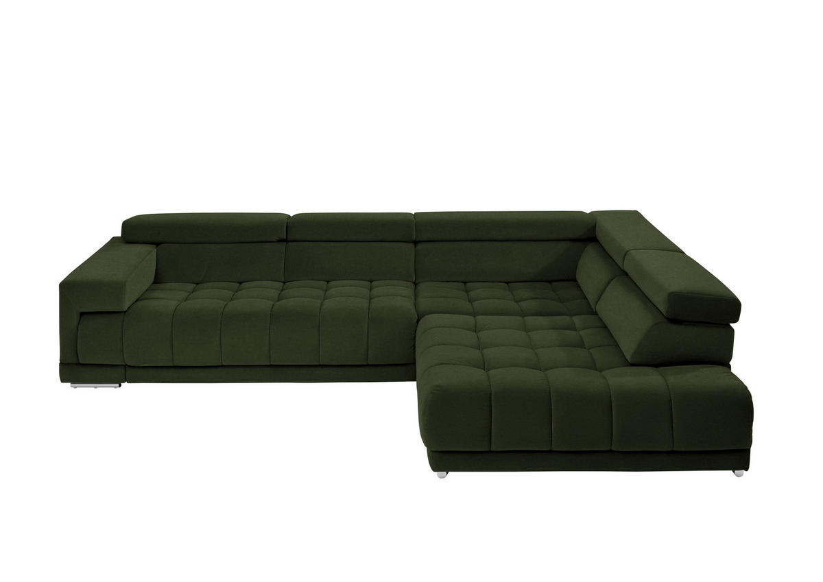 ECKSOFA  in Mikrofaser Waldgrün  326/222 cm  - Waldgrün/Chromfarben, Design, Textil/Metall (326/222cm) - Beldomo Speed