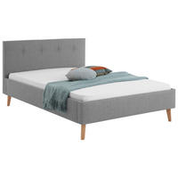 POLSTERBETT 140/200 cm, inkl.  in Grau  - Eichefarben/Grau, Basics, Holz/Textil (140/200cm) - Boxxx