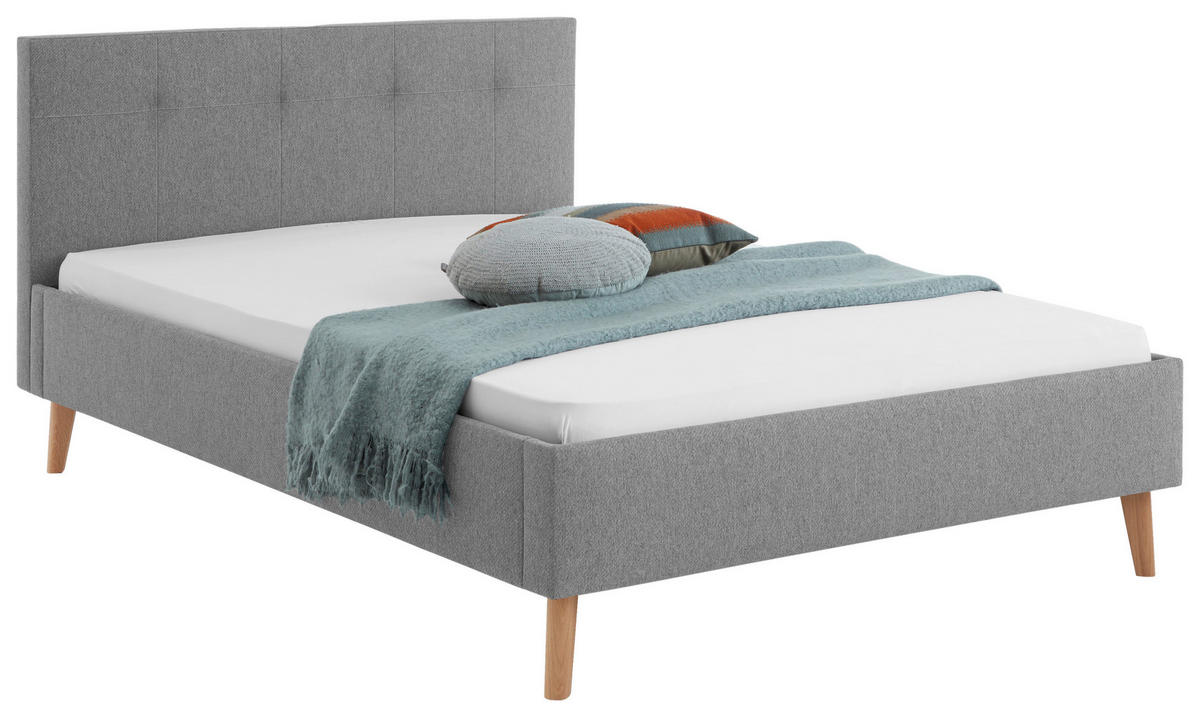 POLSTERBETT 140/200 cm, inkl.  in Grau  - Eichefarben/Grau, Basics, Holz/Textil (140/200cm) - Boxxx