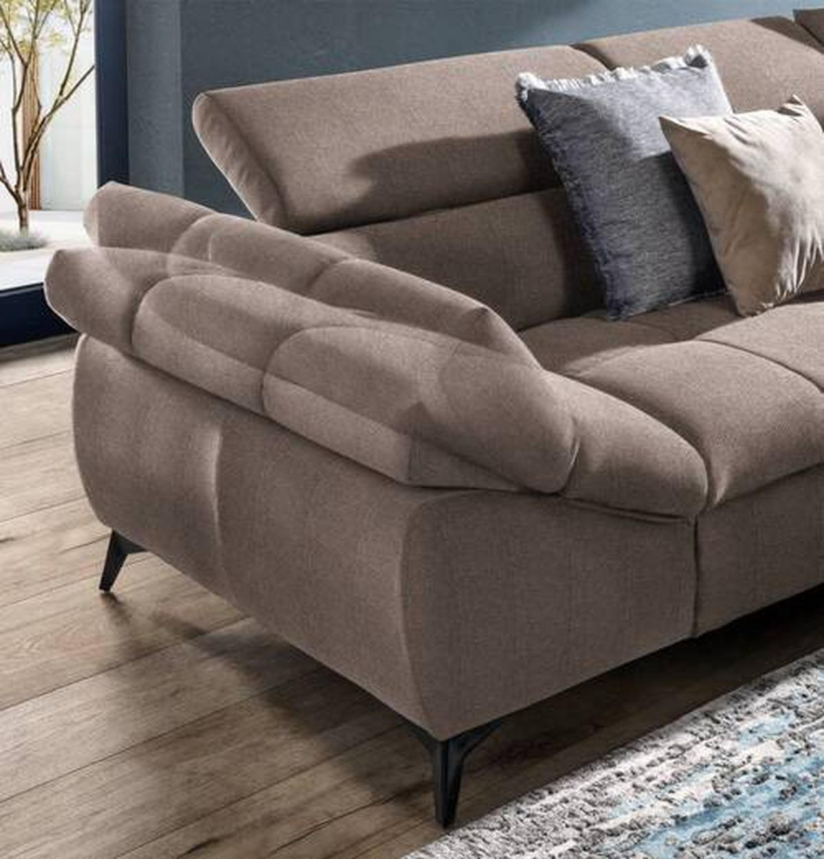 ECKSOFA  in Mikrofaser Taupe  279/210 cm  - Taupe/Schwarz, Design, Kunststoff/Textil (279/210cm) - Stylife