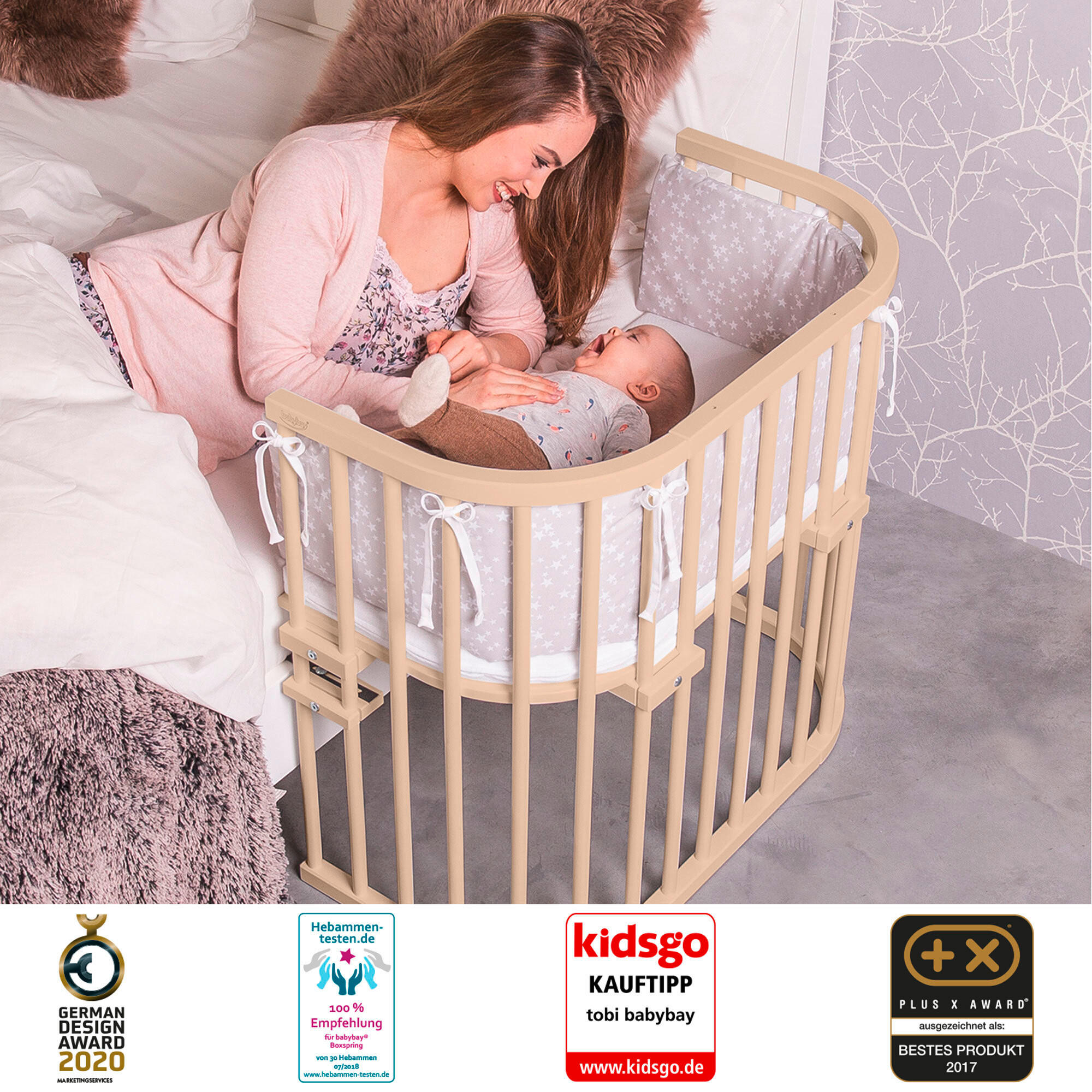 BEISTELLBETT 87/46/79 cm  - Beige, Basics, Holz (87/46/79cm) - Babybay