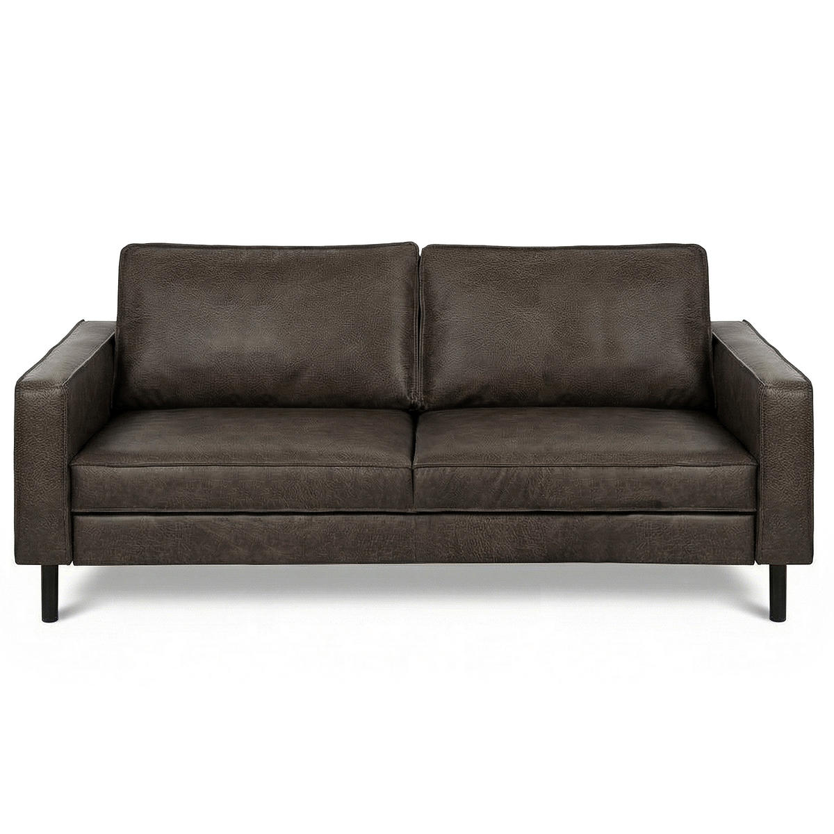 2,5-SITZER  in Echtleder Fango   - Fango/Schwarz, Design, Leder/Metall (168/85/92cm) - Livetastic