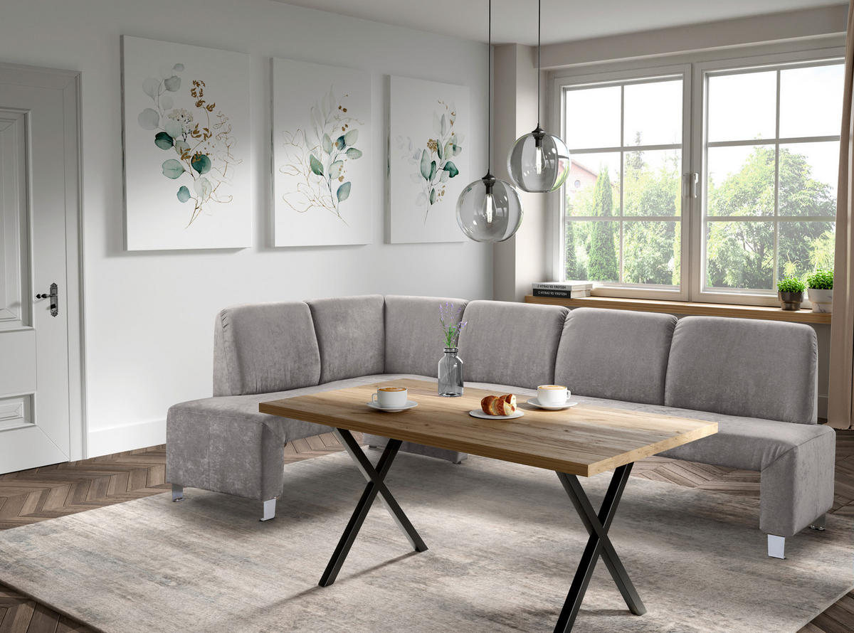 KLUPA KUTNA  svijetlo smeđa, cappuccino  drvo, tekstil, drvni materijal      - srebrne boje/svijetlo smeđa, Moderno, drvni materijal/drvo (243/158cm) - Livetastic