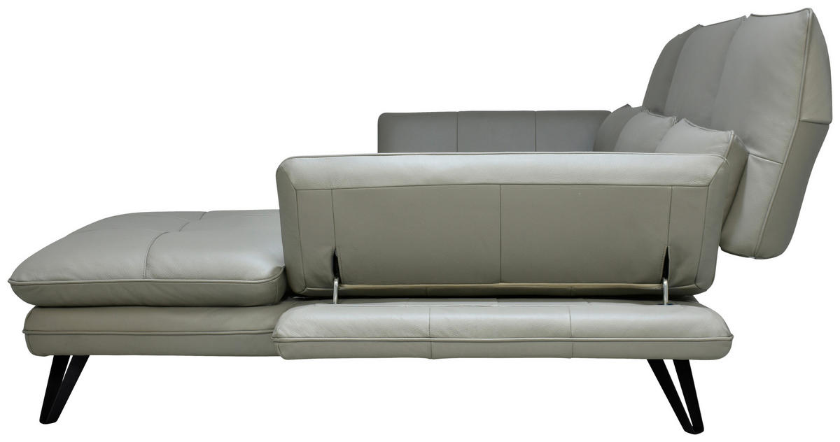ECKSOFA Grau, Taupe Echtleder  - Taupe/Schwarz, Design, Leder/Kunststoff (312/104-128cm) - Celina Home