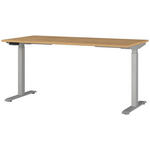 SCHREIBTISCH 160/80/72-118 cm  in Braun, Silberfarben, Eichefarben  - Eichefarben/Silberfarben, MODERN, Holzwerkstoff/Metall (160/80/72-118cm) - Novel