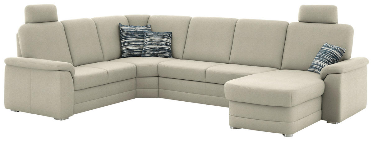 WOHNLANDSCHAFT  in Chenille Silberfarben  - Silberfarben/Alufarben, KONVENTIONELL, Holz/Textil (235/329/160cm) - Beldomo Comfort