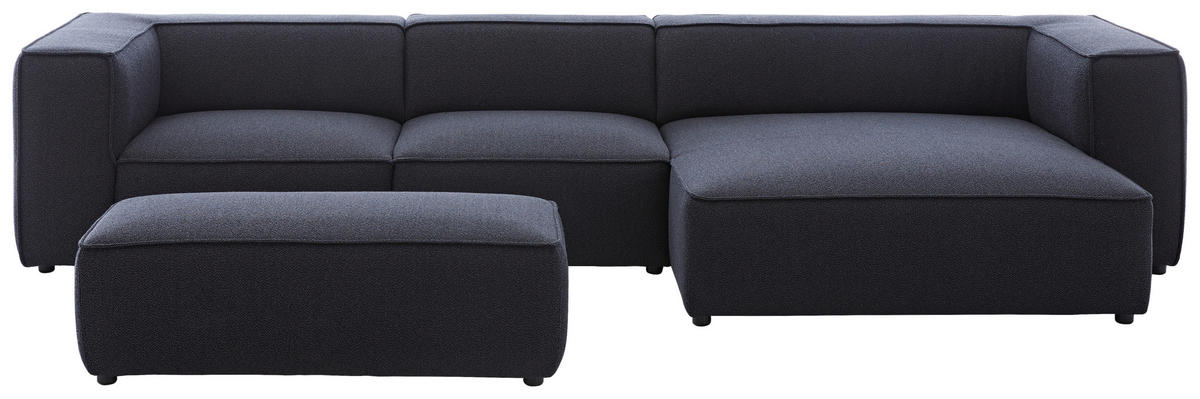 ECKSOFA in Flachgewebe Dunkelblau  - Schwarz/Dunkelblau, Design, Kunststoff/Textil (341/164cm) - W.Schillig