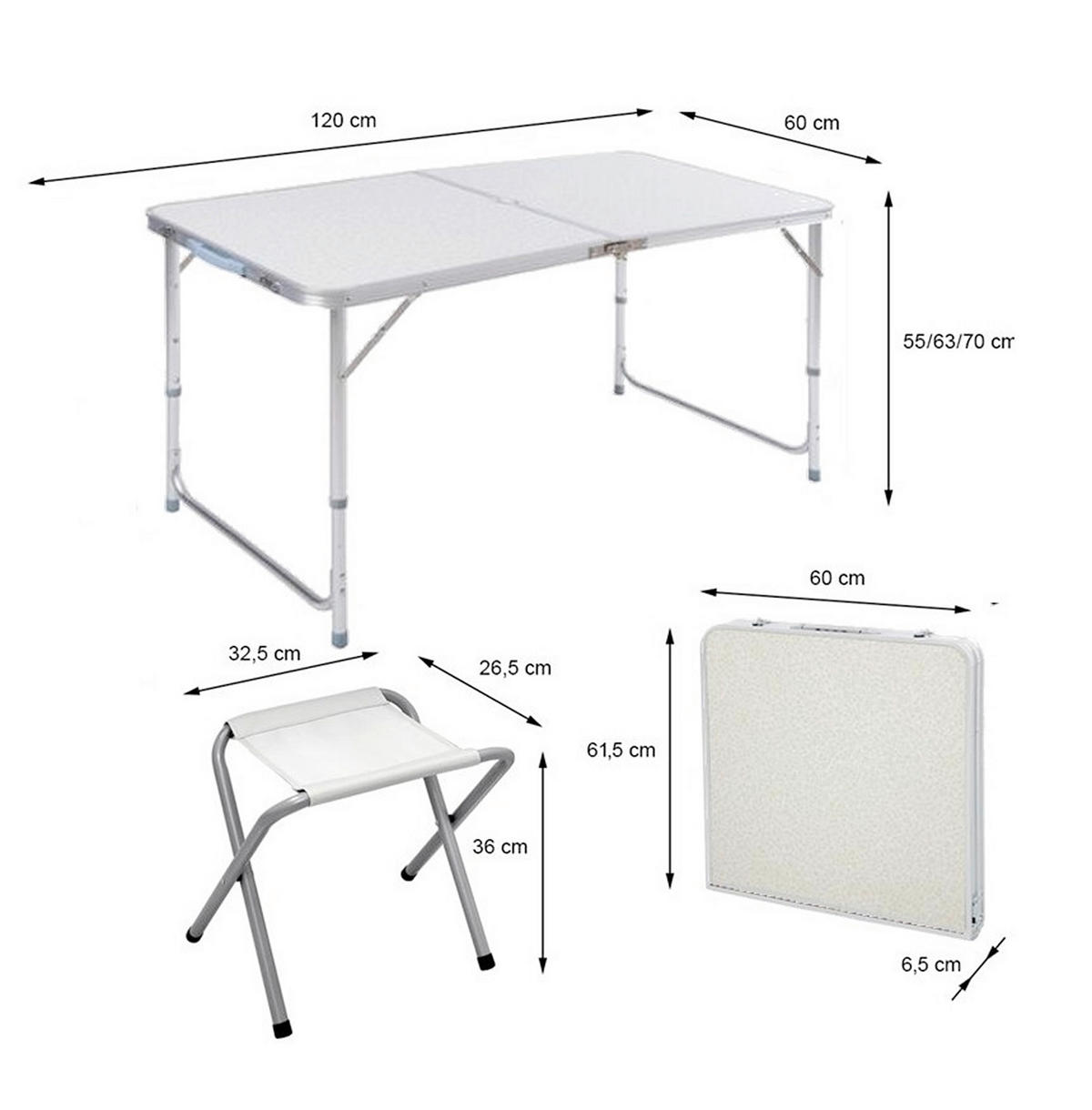 VRTNI SET   metal, plastika  siva, bijela  - bijela/siva, Basics, metal/plastika (120/60/70cm)