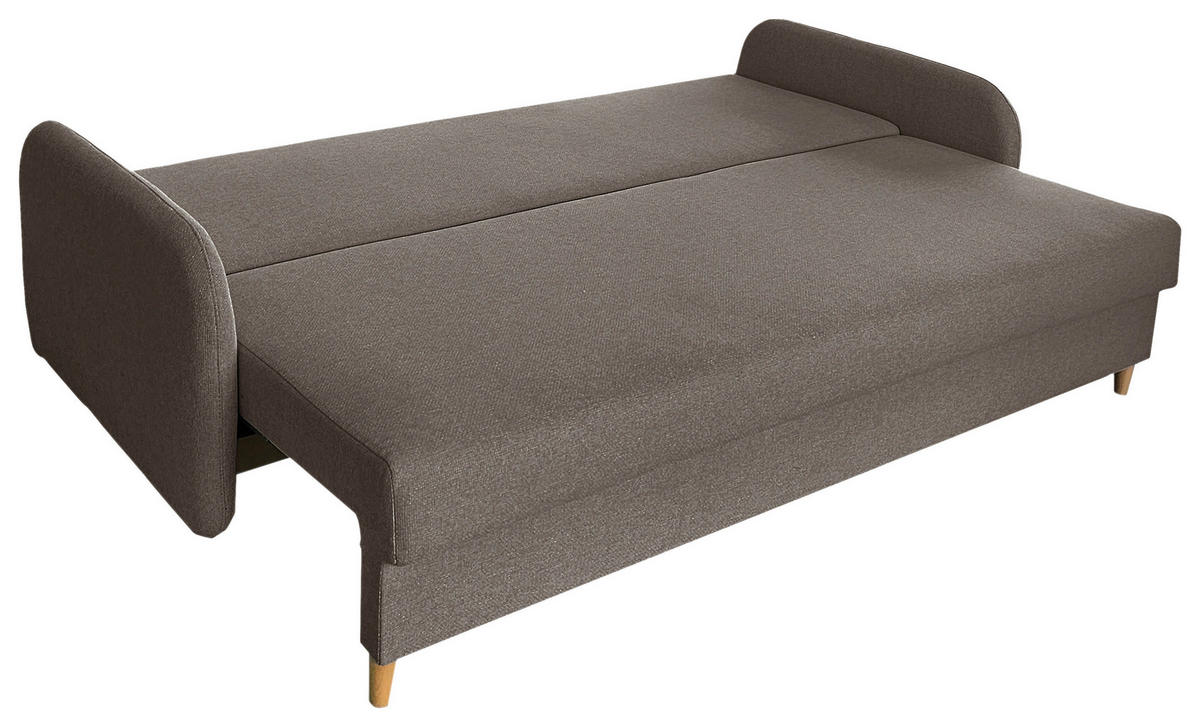 SCHLAFSOFA Flachgewebe Taupe  - Taupe/Schwarz, Design, Holz/Kunststoff (206/88/93cm) - MID.YOU
