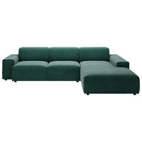 ECKSOFA in Cord Dunkelgrün  300/189 cm  - Dunkelgrün/Schwarz, Design, Kunststoff/Textil (300/189cm) - Pure Home Lifestyle