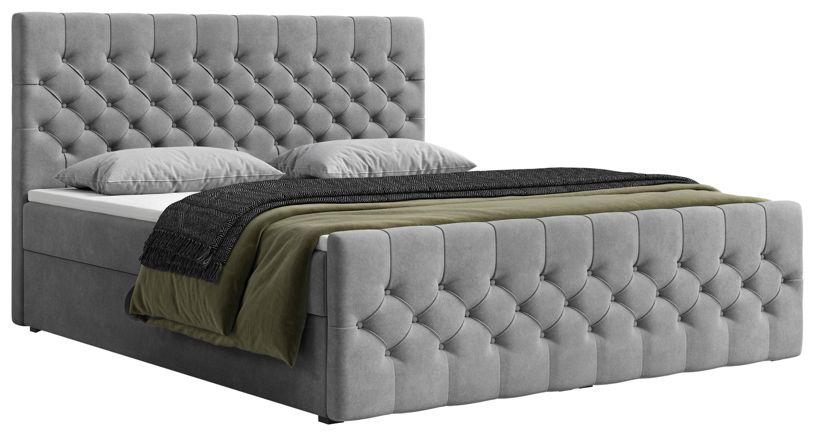 BOXBETT 180/200 cm  in Graphitfarben  - Schwarz/Graphitfarben, MODERN, Kunststoff/Textil (180/200cm) - Chameo
