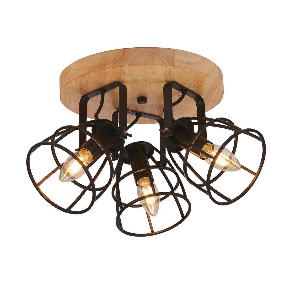 DECKENLEUCHTE Vision 38/17 cm   - Schwarz, Basics, Holz/Metall (38/17cm) - Searchlight