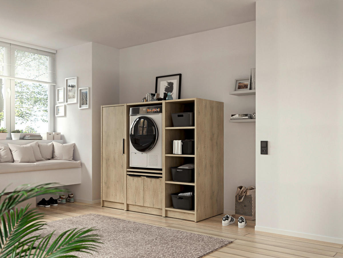 MEHRZWECKSCHRANK 50/150/68 cm  - Eichefarben/Schwarz, Basics, Holzwerkstoff/Kunststoff (50/150/68cm) - MID.YOU