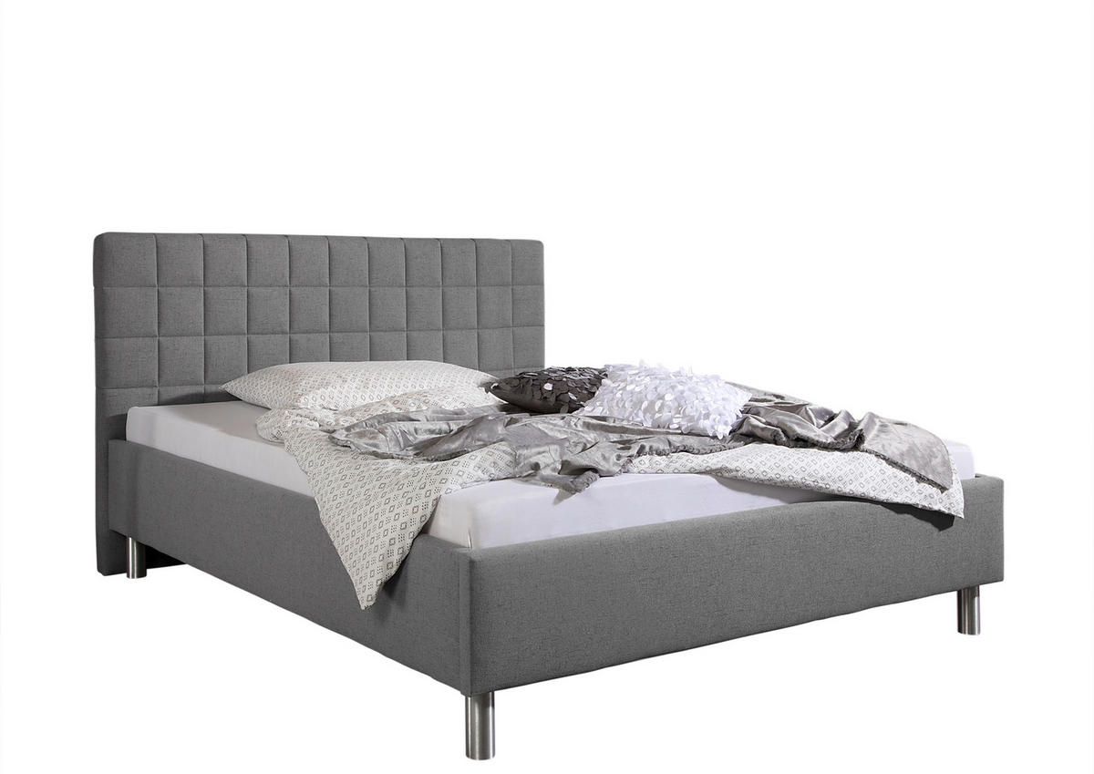 POLSTERBETT 100/200 cm,  in Grau,  - Alufarben/Grau, MODERN, Textil/Metall (100/200cm) - Livetastic