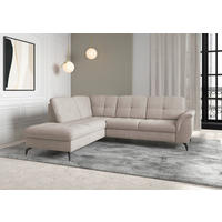 ECKSOFA in Flachgewebe Greige  - Greige/Schwarz, Modern, Textil/Metall (212/244cm) - Sit & More