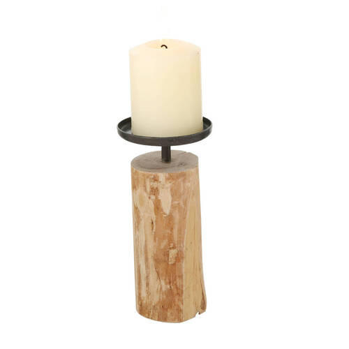 STOJAN NA SVIEČKU  drevo - čierna/prírodná farba, Basics, drevo (8/14cm)