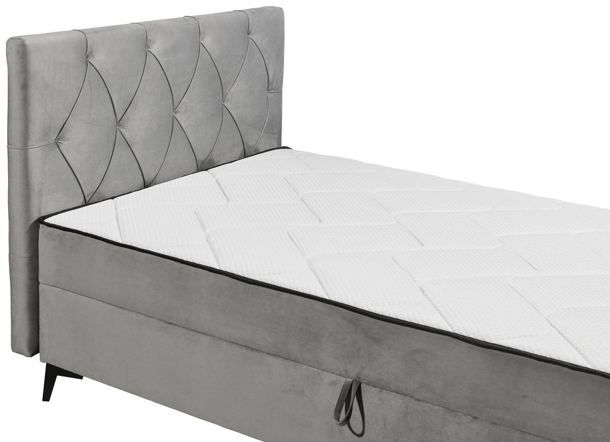 BOXBETT 120/200 cm,  in Grau, Bettkasten, gepolstertes Kopfteil,  - Schwarz/Grau, MODERN, Holzwerkstoff/Kunststoff (120/200cm) - MID.YOU