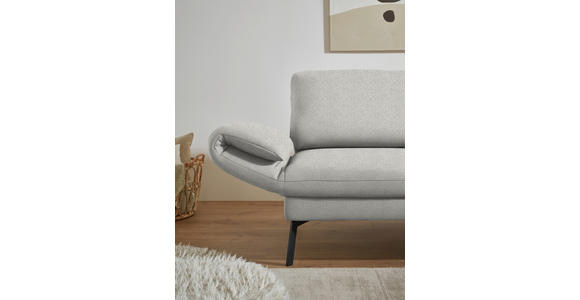 ECKSOFA  in Flachgewebe Silberfarben Armteilverstellung, Relaxfunktion, Drehsitzfunktion  255-365/175-224 cm  - Silberfarben/Schwarz, Design, Textil/Metall (255-365/175-224cm) - Dieter Knoll
