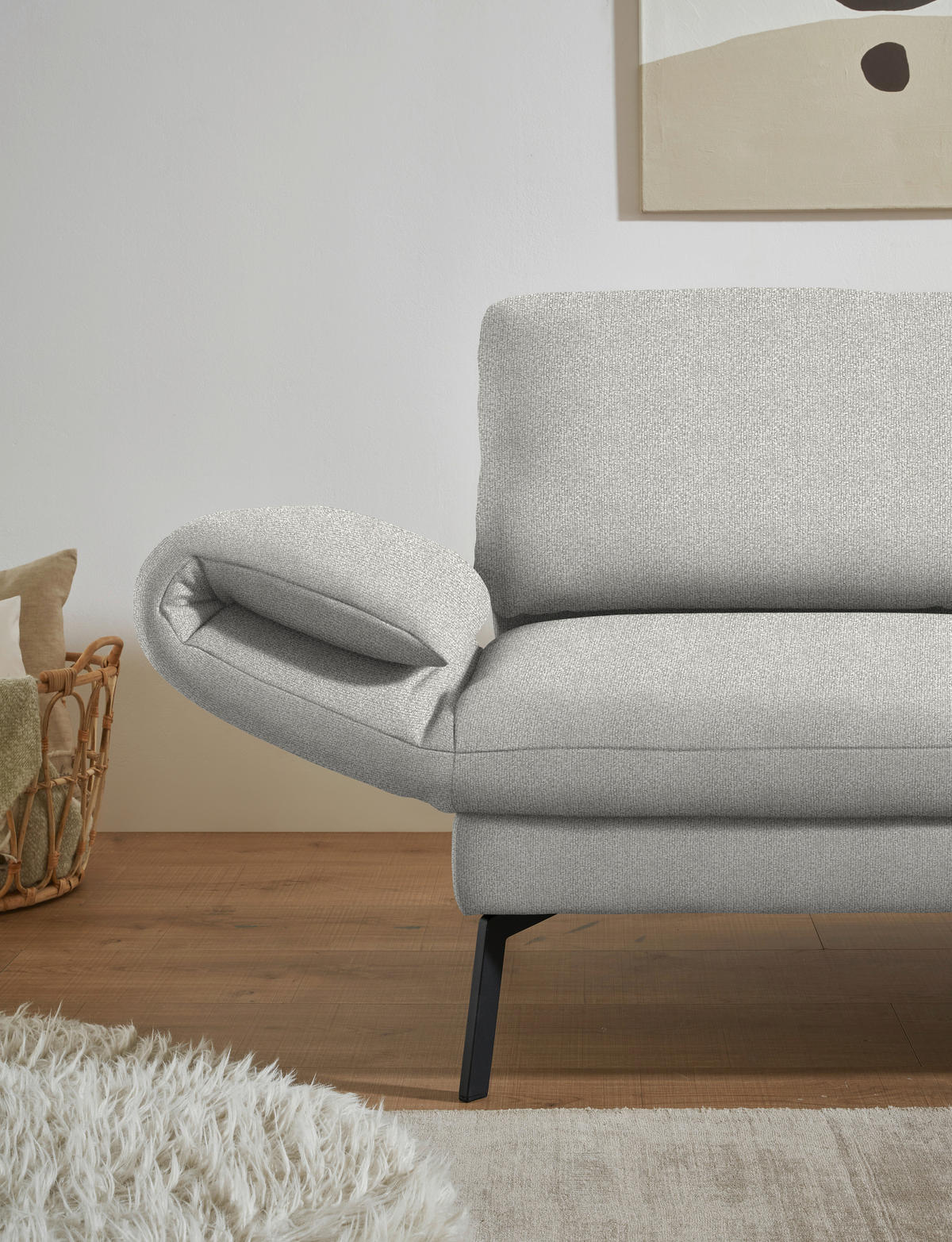 ECKSOFA  in Flachgewebe Silberfarben  255-365/175-224 cm  - Silberfarben/Schwarz, Design, Textil/Metall (255-365/175-224cm) - Dieter Knoll