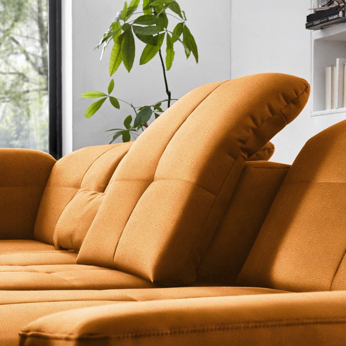 ECKSOFA  in Flachgewebe Currygelb  195/309 cm  - Chromfarben/Currygelb, Design, Textil (195/309cm) - Beldomo Style