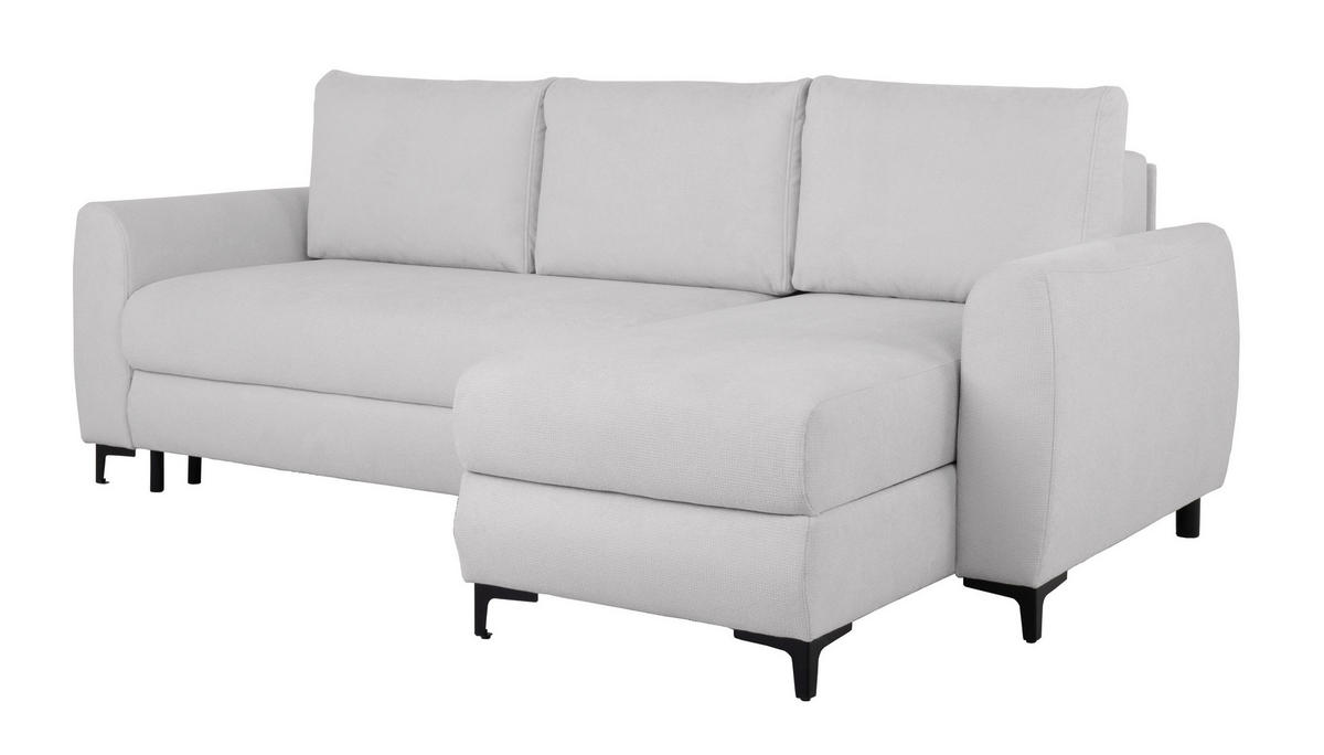 ECKSOFA Moli Grau Mikrofaser  - Schwarz/Grau, Design, Textil/Metall (236/148cm) - MID.YOU