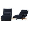 2-SITZER-SOFA in Echtleder Dunkelblau  - Eichefarben/Schwarz, Natur, Leder/Holz (240/63/115cm) - Koinor