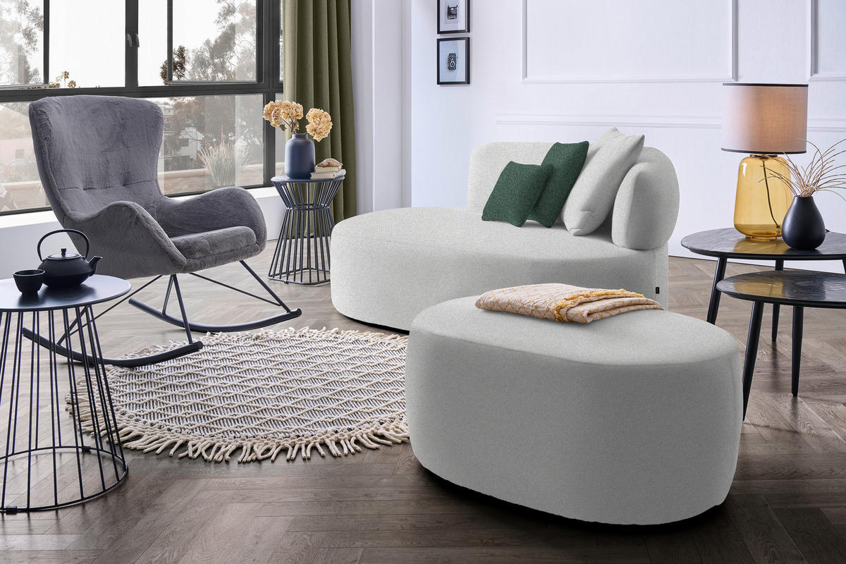 RÉCAMIERE  in Plüsch Grau, Dunkelgrün  - Dunkelgrün/Schwarz, MODERN, Kunststoff/Textil (166/86/105cm) - Hom`in