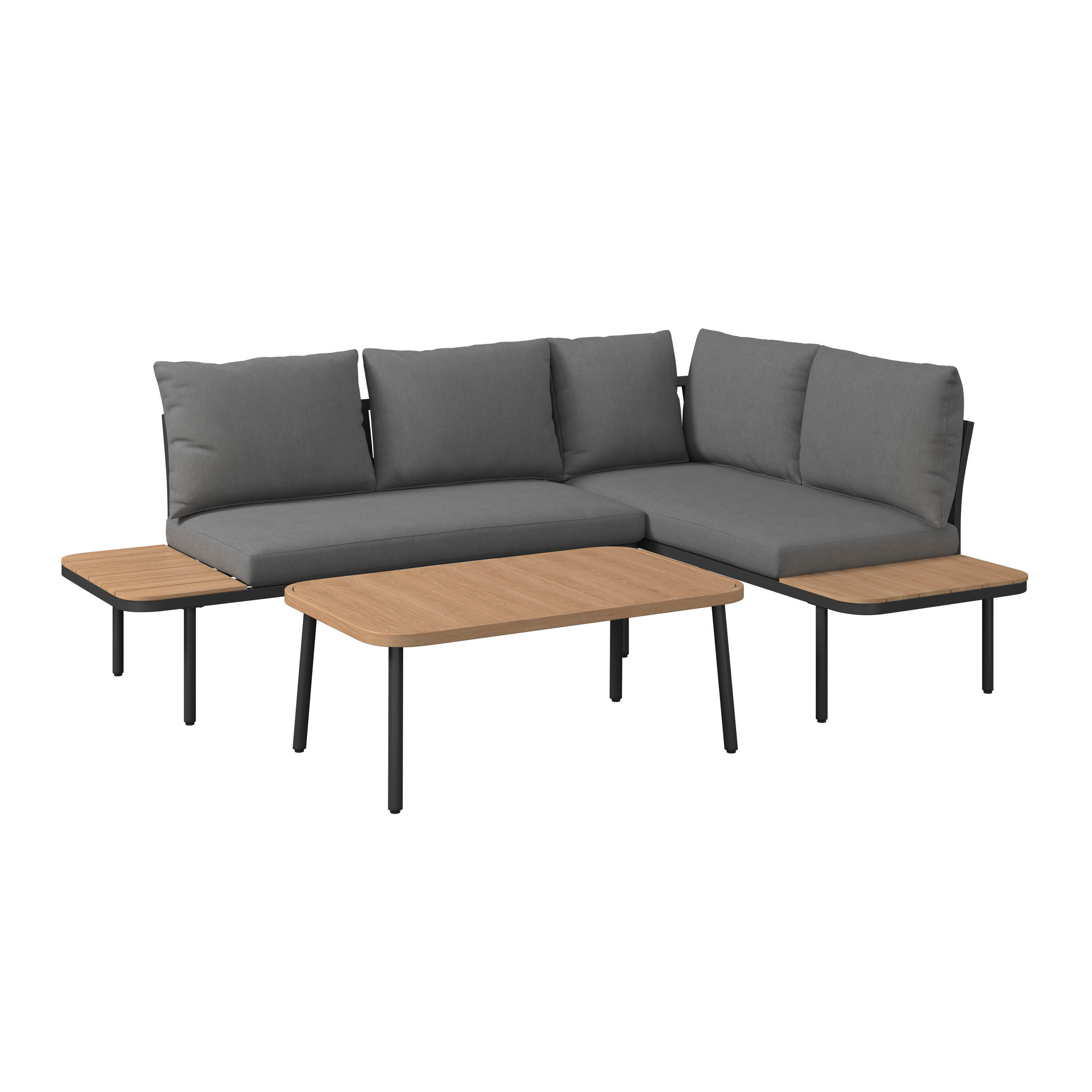 Ambia Garden Loungegarnitur Natur, Dunkelgrau 204x150 cm