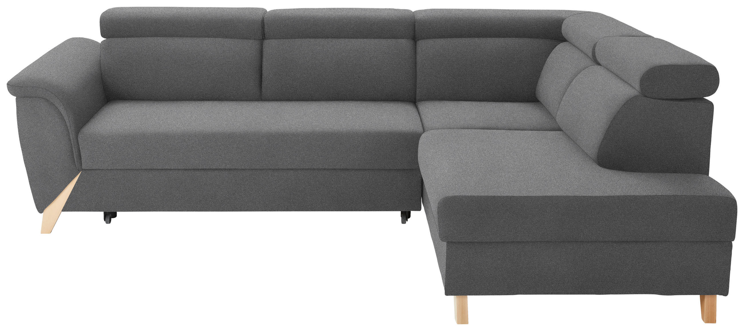 ECKSOFA Chenille Dunkelgrau  - Dunkelgrau/Naturfarben, Konventionell, Holz/Textil (265/200cm) - Stylife