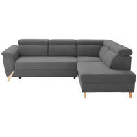 ECKSOFA Chenille Dunkelgrau  - Dunkelgrau/Naturfarben, Konventionell, Holz/Textil (265/200cm) - Stylife
