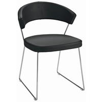 STUHL Echtleder Schwarz  - Chromfarben/Schwarz, Design, Leder/Metall (57/75,5/52cm) - Connubia 