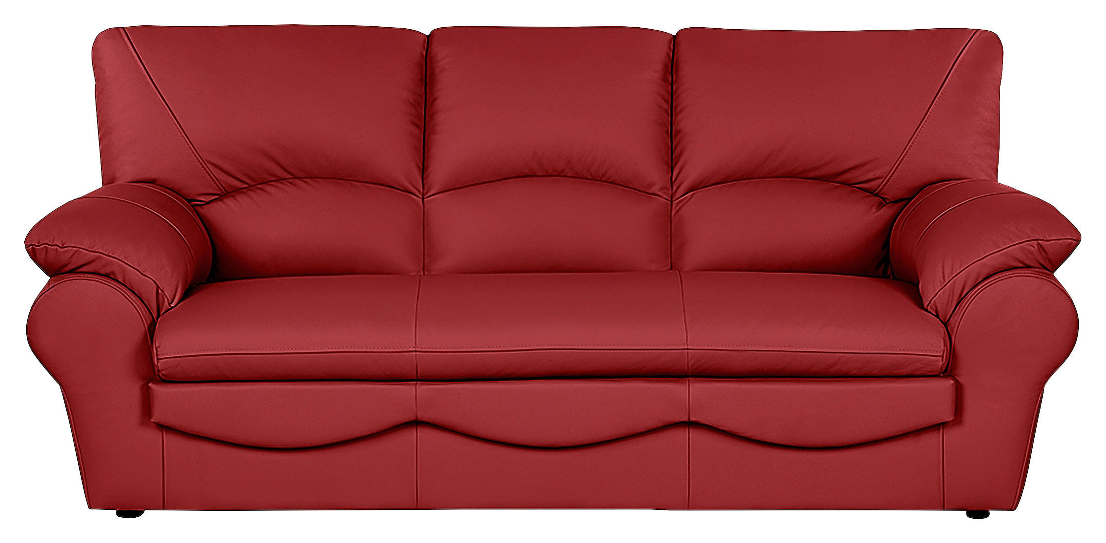 3-SITZER-SOFA Echtleder Rot  - Rot/Schwarz, Design, Leder/Kunststoff (205/92/85cm) - Livetastic