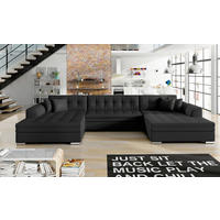 WOHNLANDSCHAFT in Textilgeflecht Schwarz  - Chromfarben/Schwarz, Design, Kunststoff/Textil (165/359/165cm) - MID.YOU